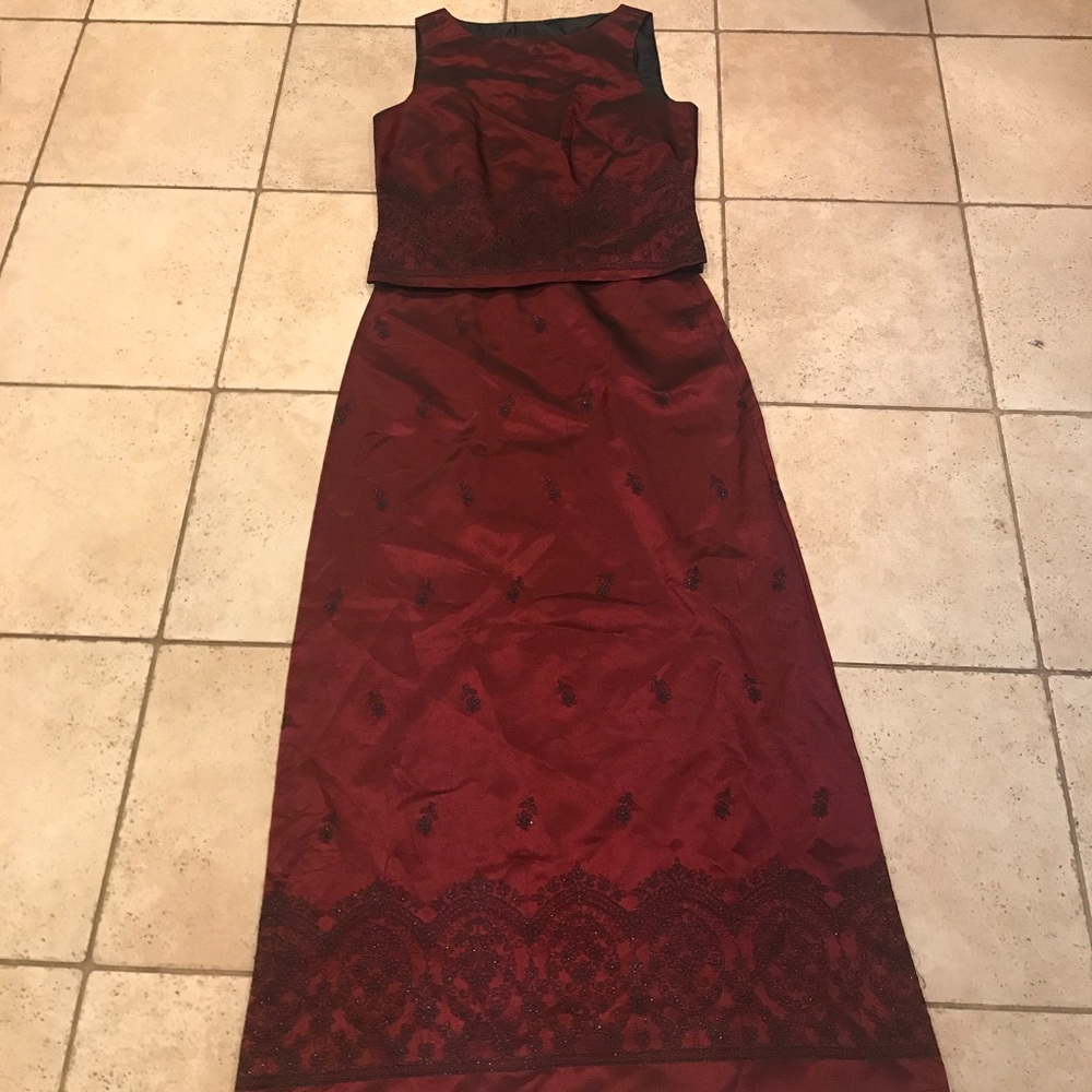 2 piece red dress